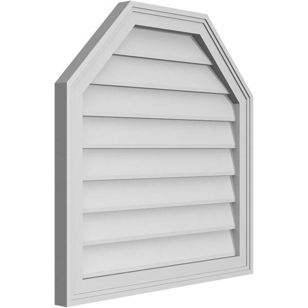 Octagonal Top Surface Mount PVC Gable Vent W/ 2W X 1-1/2P Brickmould Frame, 26W X 26H